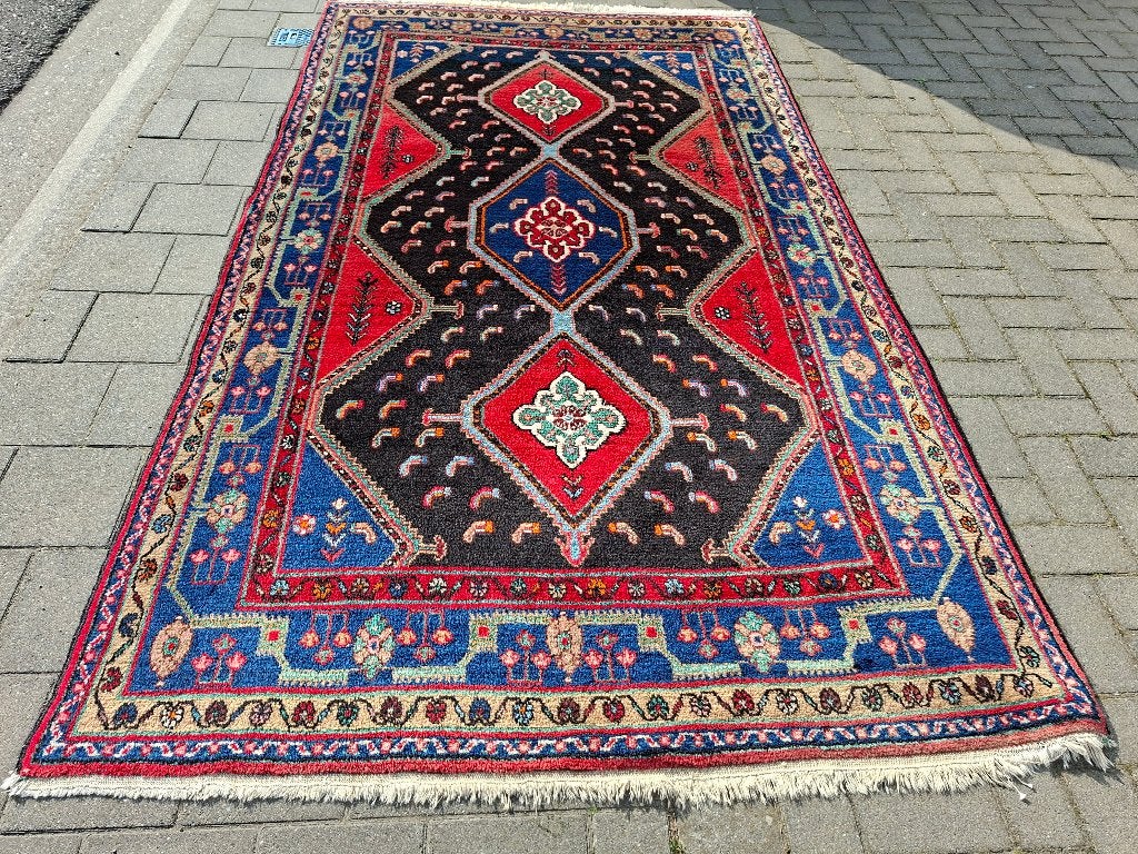 Perzisch Oosters Afshar tapijt van wol 2.67x1.57, Ophalen, Gebruikt, Perzisch Oosters Afshar, 200 cm of meer