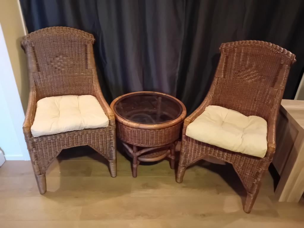Rieten bistro set  alleen ophalen, Ophalen