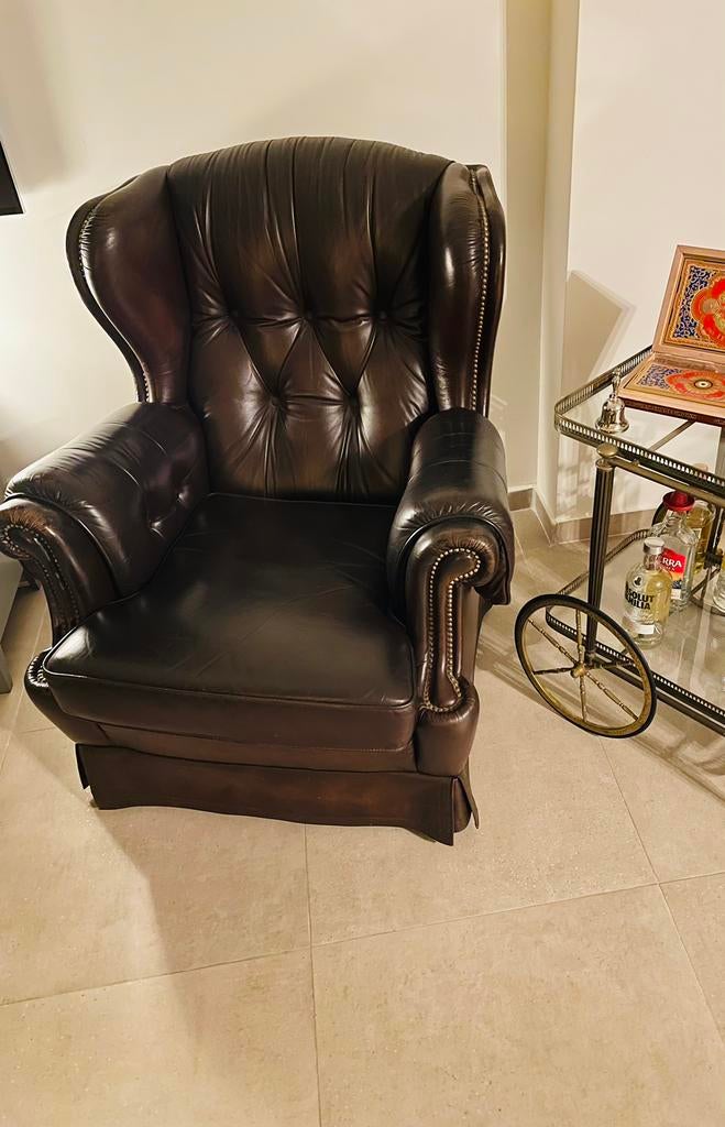 Chesterfield-stijl fauteuil, Ophalen, Zo goed als nieuw, 75 tot 100 cm