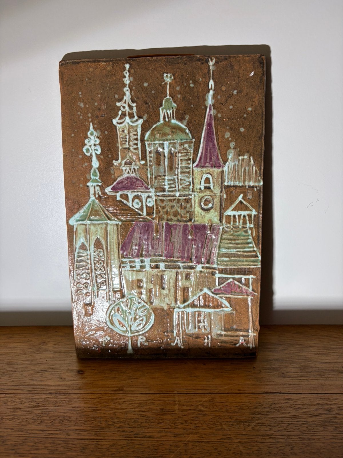 Vintage tsjechisch keramiek wandpaneel (Praag).719, Antiek en Kunst, Antiek | Keramiek en Aardewerk, Ophalen of Verzenden