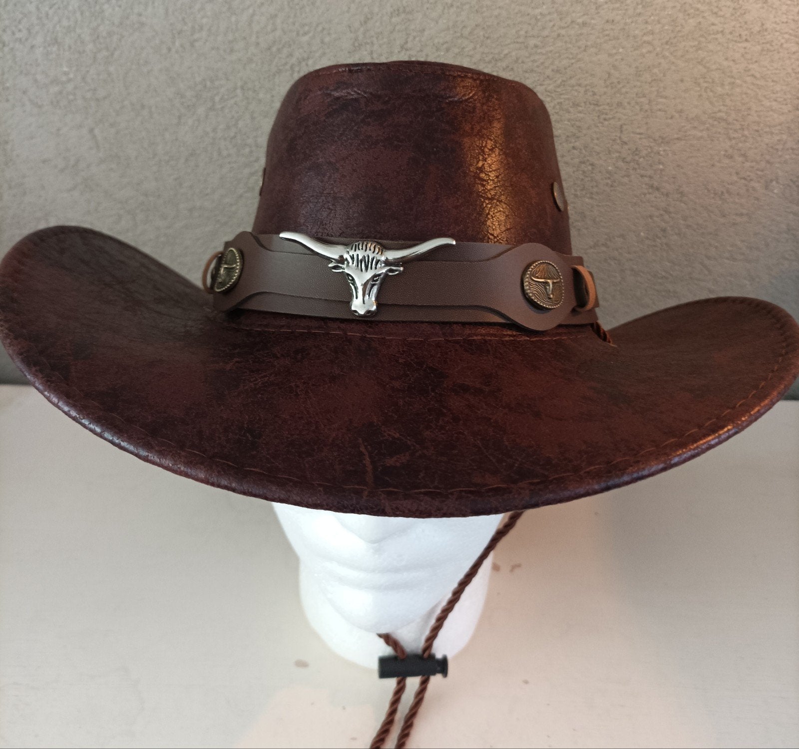 Western- Cowboy leather look hoed. Unisex., Kleding | Dames, Hoeden en Petten, Hoed, Nieuw, Ophalen of Verzenden, Nvt
