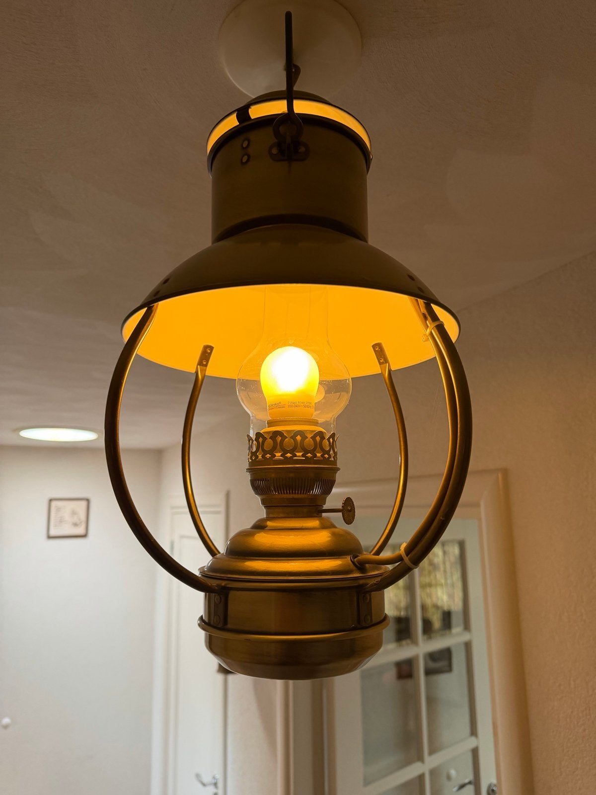 Antieke scheepslamp / olielamp - messing, Ophalen