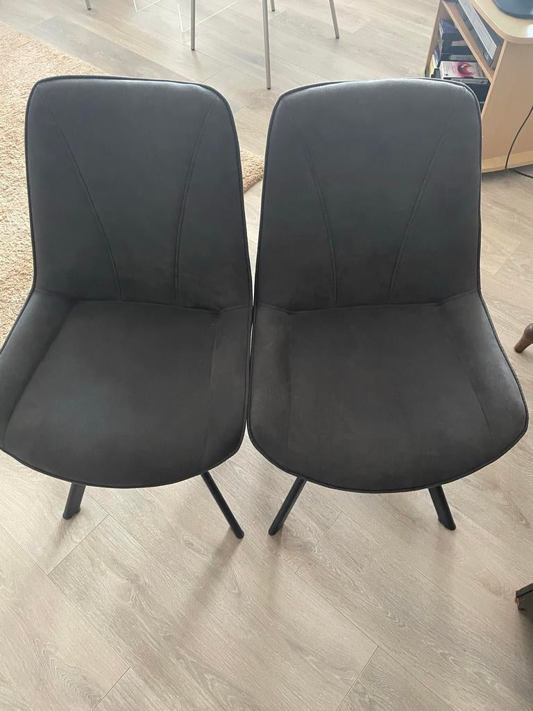 Set van 2 eetkamerstoelen grijs Leen Bakker, Ophalen, Twee, Zo goed als nieuw, Stof
