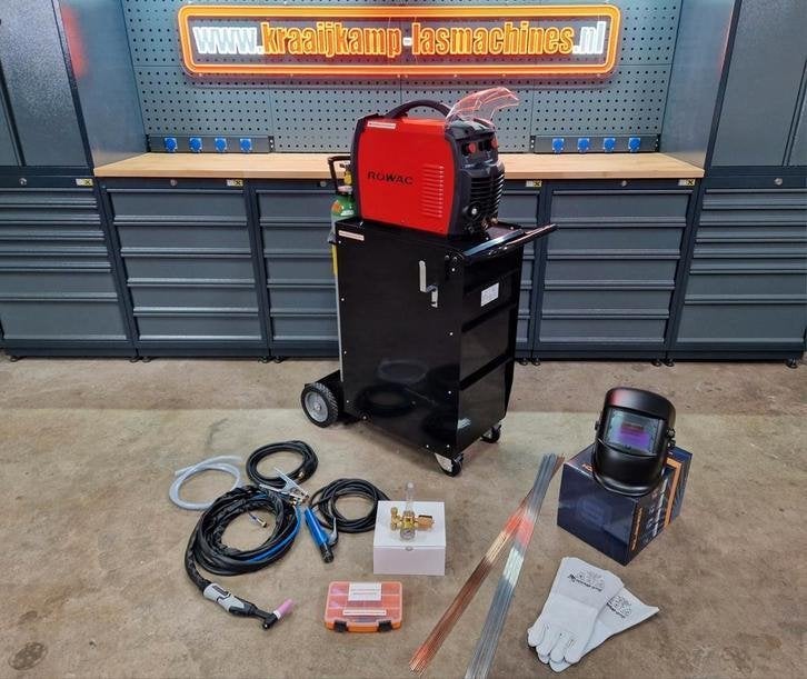 complete set! Rowac TIG 200P AC/DC laswagen groot ladenblok, Rowac, Nobelweg 5, 6669 MV Dodewaard, Info@kraaijkamp-lasmachines.nl