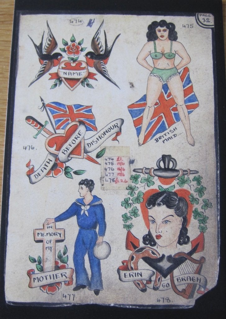 twee ansichtkaarten met tattoo voorbeelden - nieuw, Ophalen of Verzenden, 1980 tot heden, Ongelopen, Overige thema's