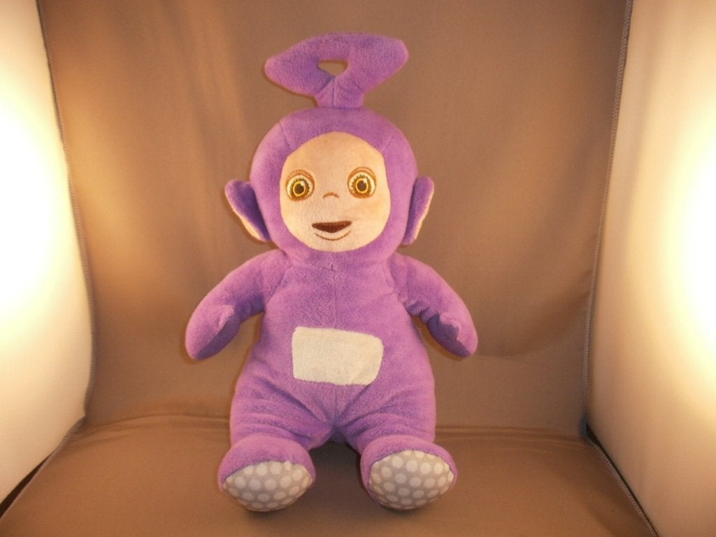 teletubbie tinky winky paars velours grijs vierkant op buik, Paars, Overige merken, Nieuw, Ophalen of Verzenden