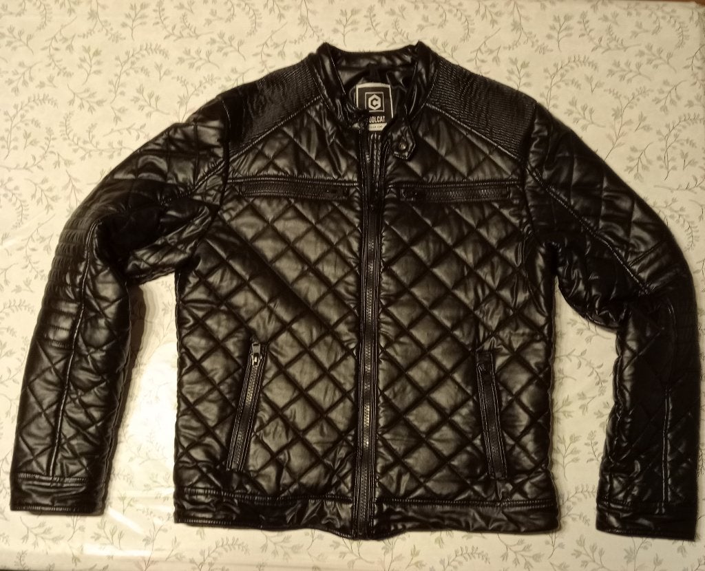 Coolcat zwarte jas, lederlook, mt L, Kleding | Heren, Jassen | Winter, Maat 52/54 (L), Zwart, Ophalen of Verzenden, Coolcat