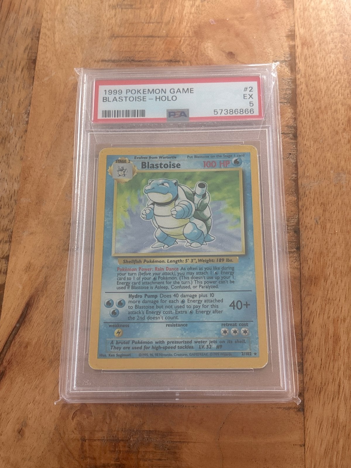 Blastoise Holo base set PSA 5 EX, Ophalen of Verzenden, Gebruikt, Losse kaart, Foil