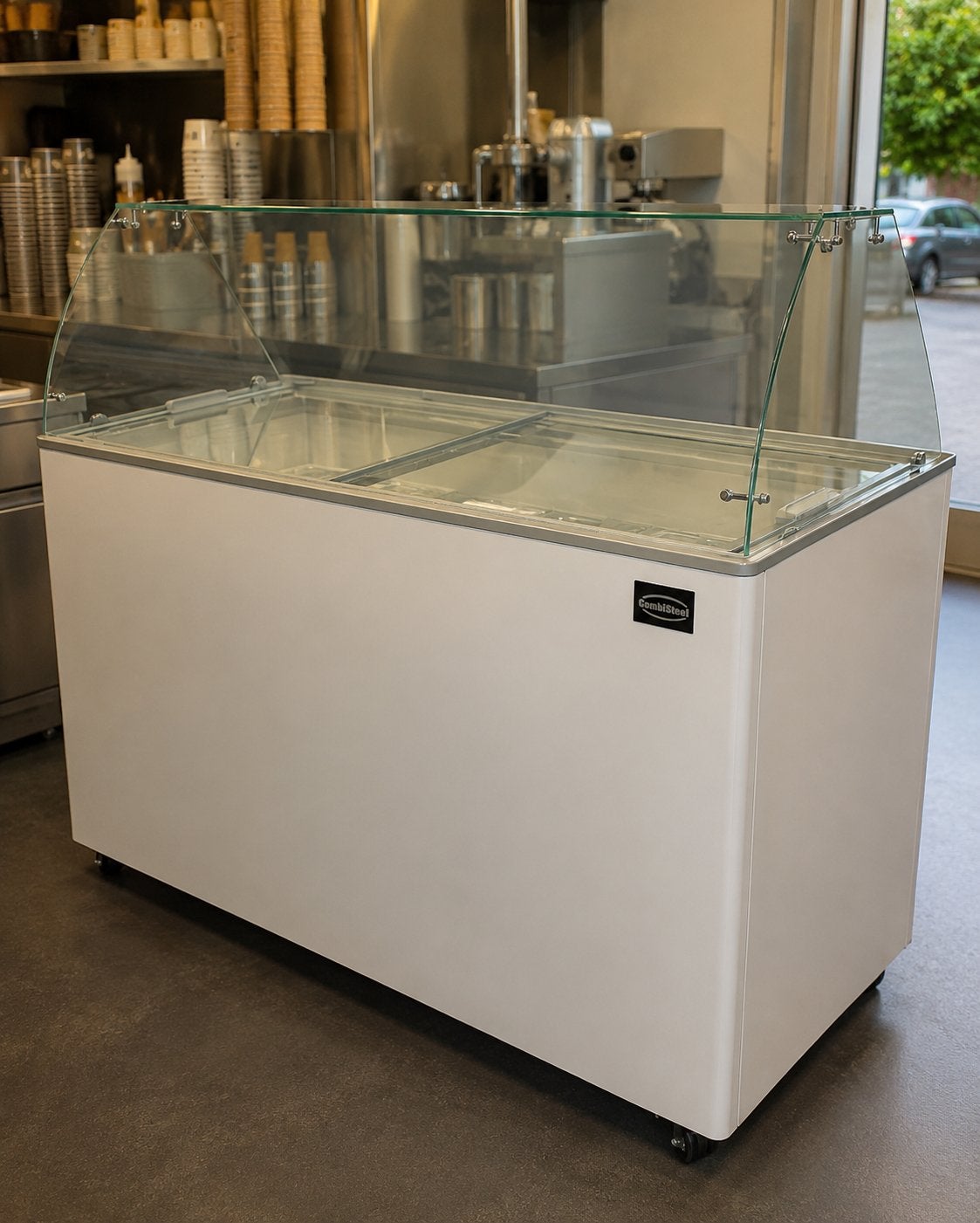 Combisteel Schepijsvitrine–231L - 6 Bakken – Perfect Werkend, Ophalen, 200 liter of meer, 60 cm of meer, Met aparte vriezer