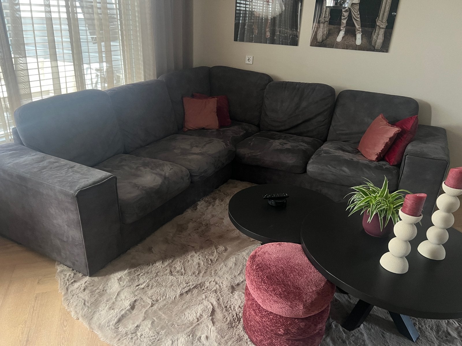 Stevige Antraciet Hoekbank - Comfortabel & Ruim, Ophalen, Gebruikt, 100 tot 125 cm, Hoekbank