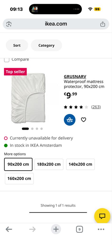 IKEA GRUSNARV Waterdichte matrasbeschermer 90x200 cm, 90 cm, Eenpersoons, Nieuw, Ophalen of Verzenden