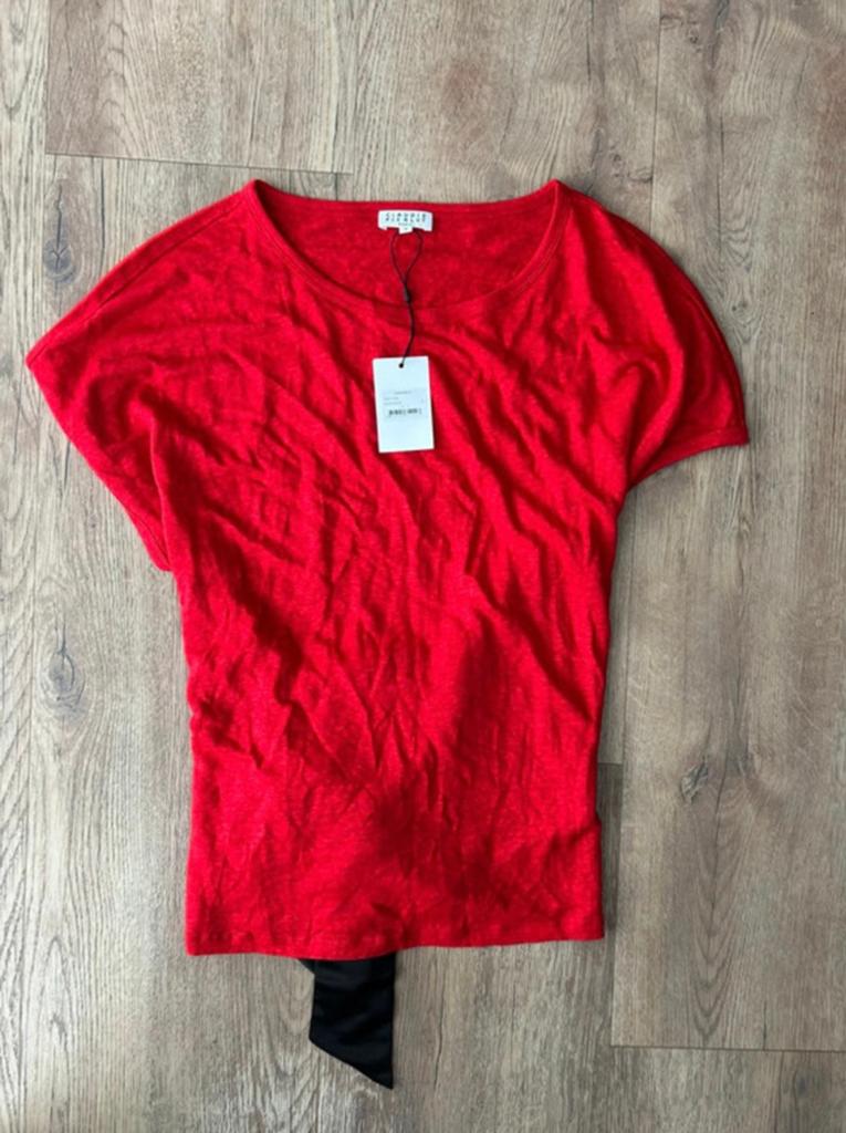 Nieuw | Claudie Pierlot | Rood effen dames shirt | Maat L, Kleding | Dames, Maat 42/44 (L), Nieuw, Ophalen of Verzenden, Korte mouw