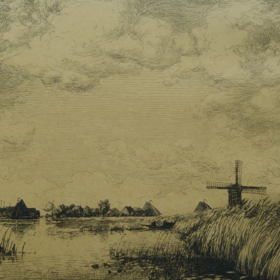 Ids Wiersma (1878-1965) – Fries landschap met kerk en molen, Ophalen of Verzenden