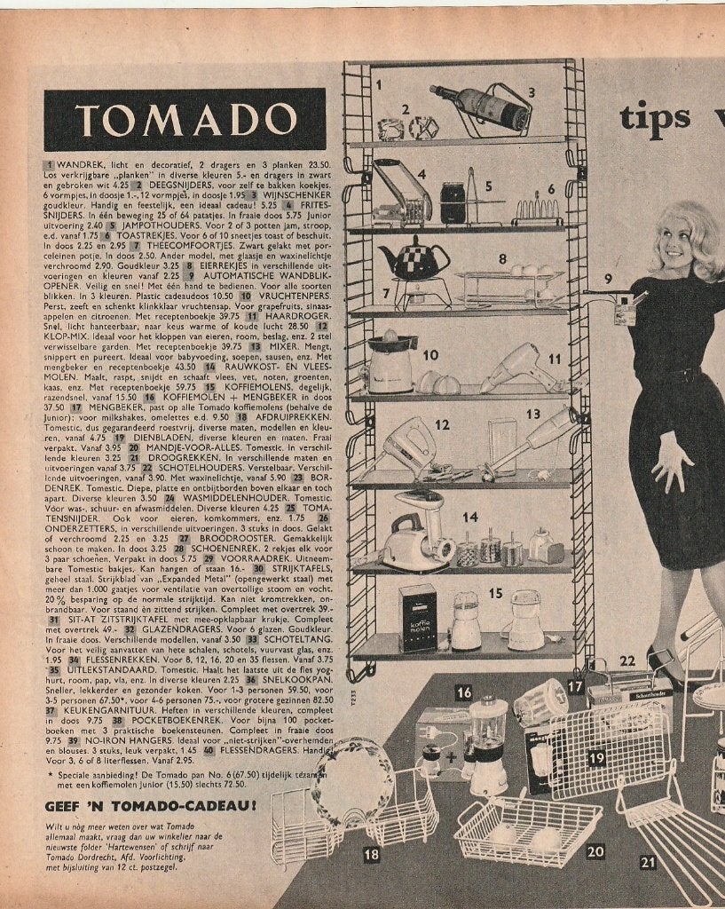 Retro reclam 1960 Tomado Boerenbont bord in afdruiprekje, Verzenden, Overige typen