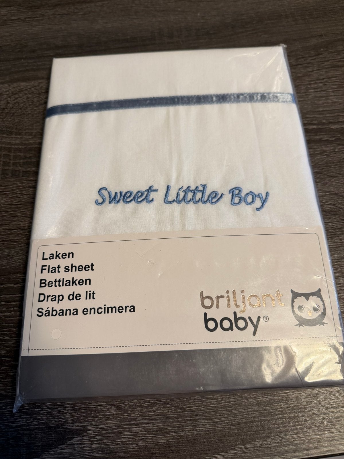 Briljant Baby Laken 'Sweet Little Boy' 75x100 cm, Nieuw, Ophalen of Verzenden, Jongetje, Wit