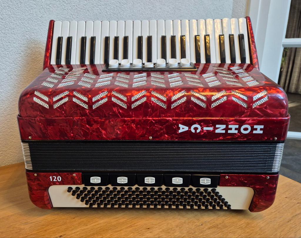 Zeer mooie accordeon 120 bas in perfecte staat, Ophalen, Met koffer, Toetsaccordeon, Zo goed als nieuw