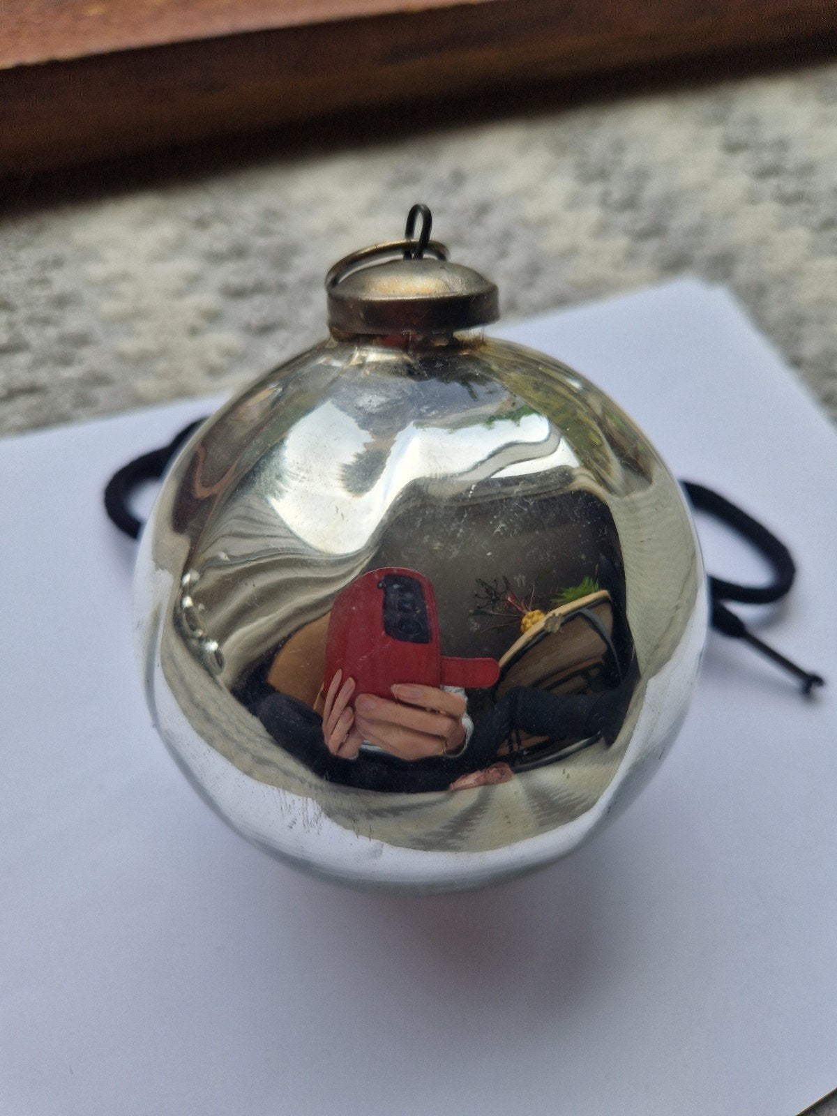 vintage Duitse zilverglas kerstbal retro oud, Diversen, Ophalen of Verzenden, Gebruikt