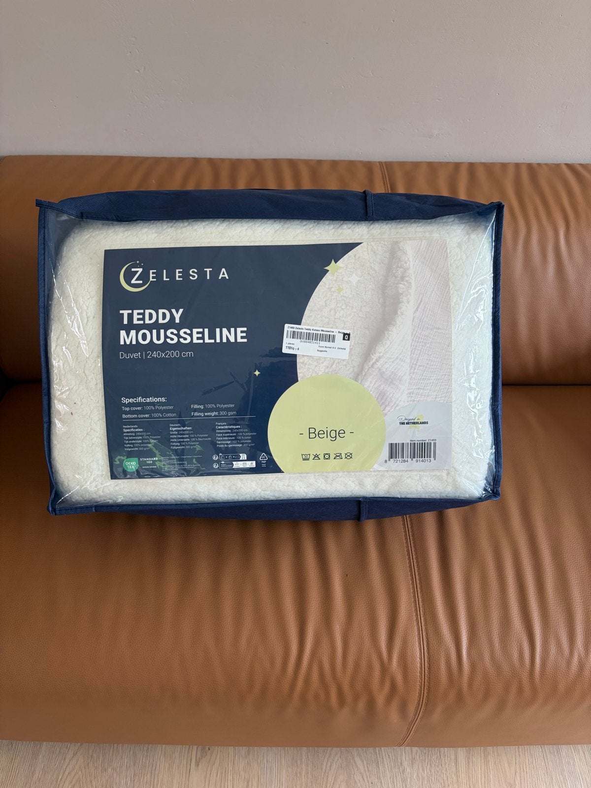 Zelesta Teddy Mousseline Dekbed 240x200 cm - Beige, Beige, Ophalen of Verzenden, Deken of Dekbed, Overige merken