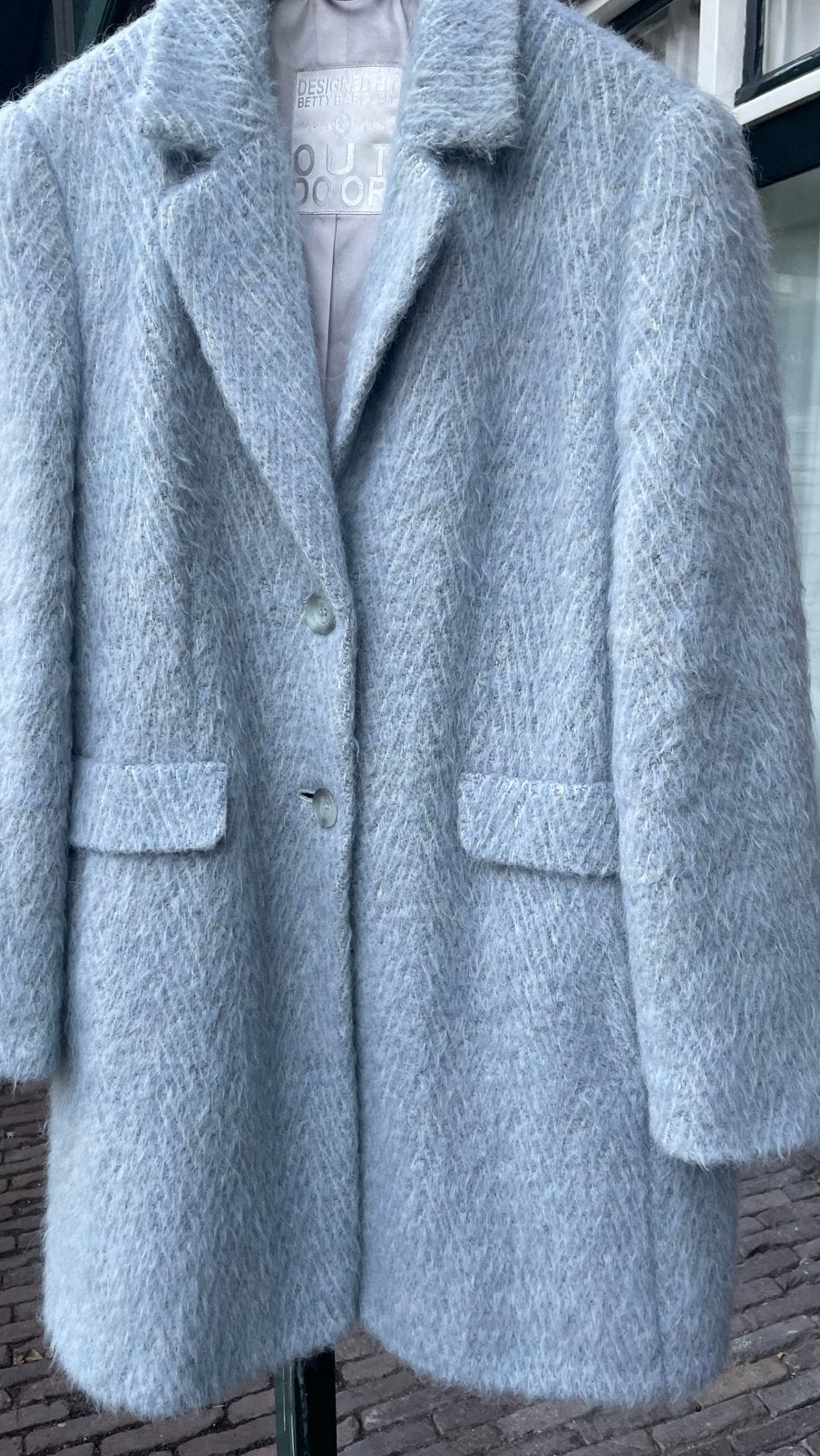 Te koop: wollen winterjas, blauw, mohair, 38/40, Kleding | Dames, Ophalen of Verzenden, Zo goed als nieuw, Maat 38/40 (M), Blauw