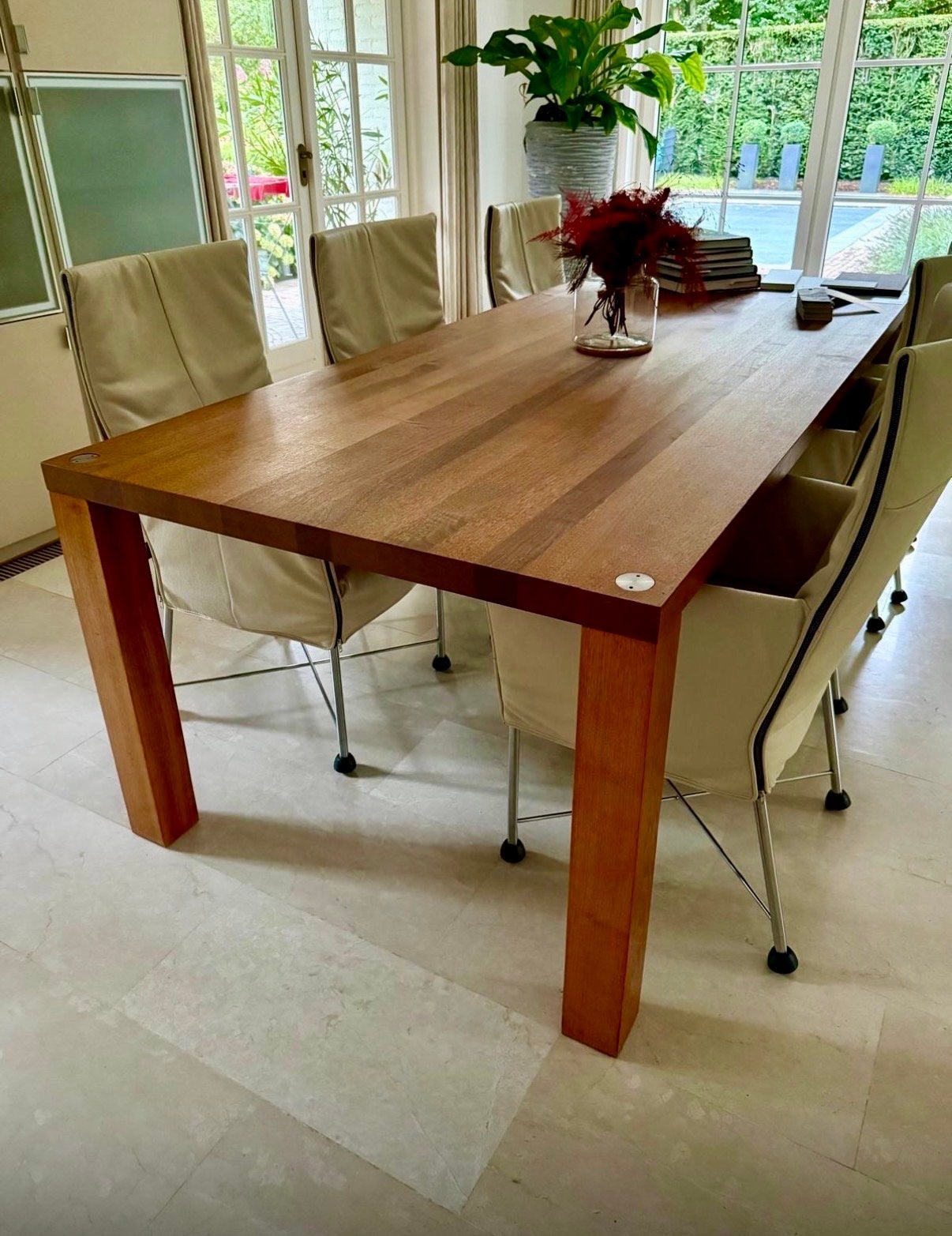 Prachtige Riva 1920 Techno eettafel van massief notenhout, Ophalen, 100 tot 150 cm, 200 cm of meer, Zo goed als nieuw