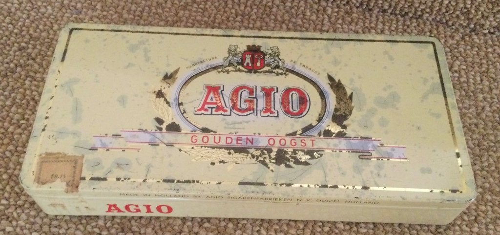 Sigarenblik Agio, Gouden Oogst, Ophalen of Verzenden, Gebruikt, Tabaksdoos of Verpakking