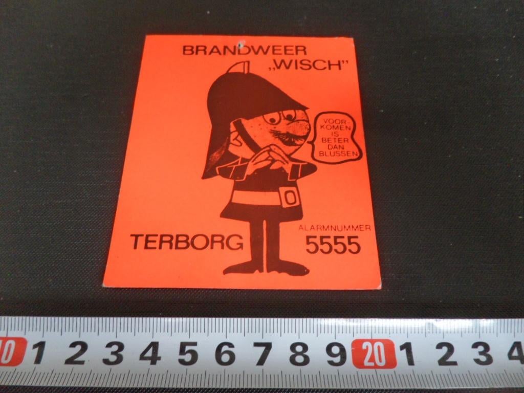 sticker brandweer "wisch" terborg alarmnummer 5555, Ophalen, Zo goed als nieuw