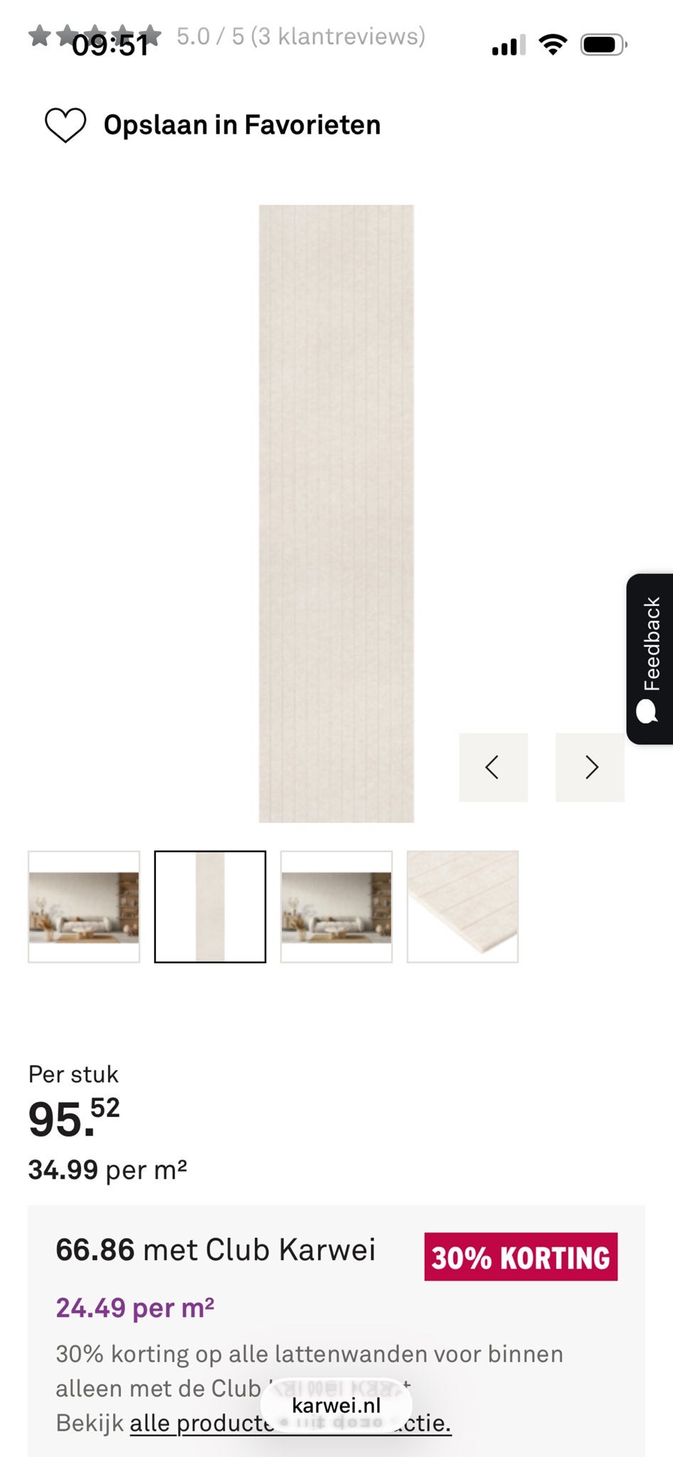 Viltpaneel beige 260 x 52 cm en reststuk, Ophalen of Verzenden, Nieuw, Overige materialen, Minder dan 20 mm