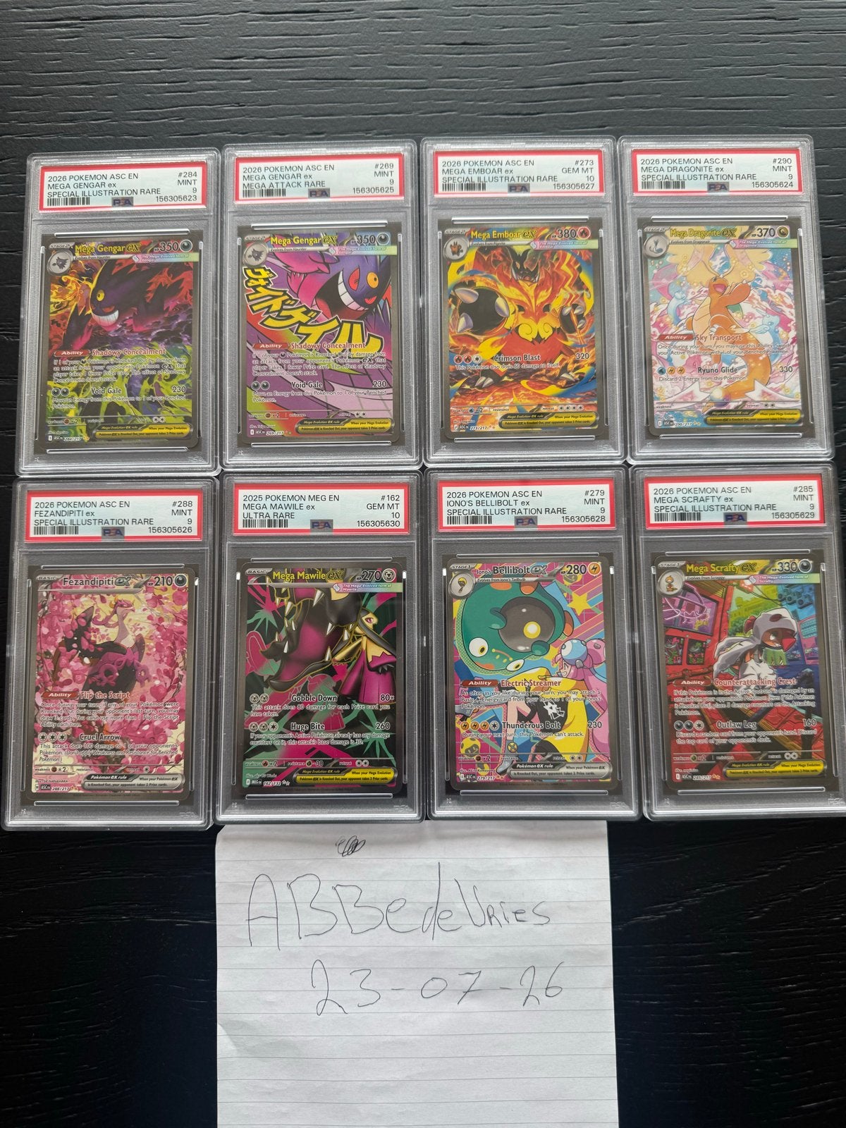 PSA Slabs Verkoop: Mega Gengar, Dragonite, Fezandipiti en me, Hobby en Vrije tijd, Verzamelkaartspellen | Pokémon, Ophalen of Verzenden