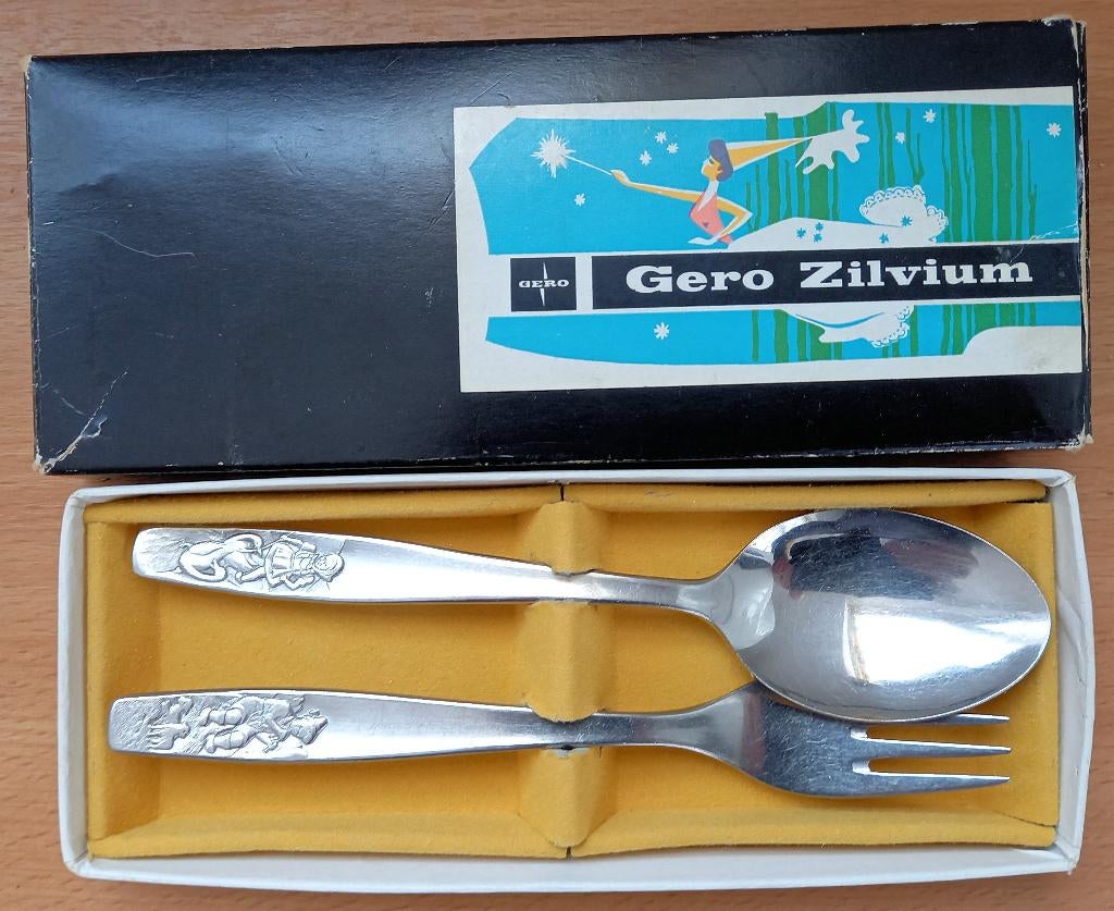 Gero Zilvium Vintage vork en lepel, Antiek en Kunst, Ophalen of Verzenden