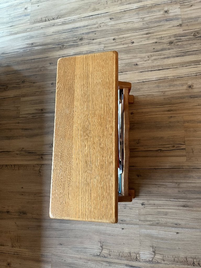 Massief eikenhouten lectuurbak / bijzettafel, Ophalen, Gebruikt, Klassiek, Hout