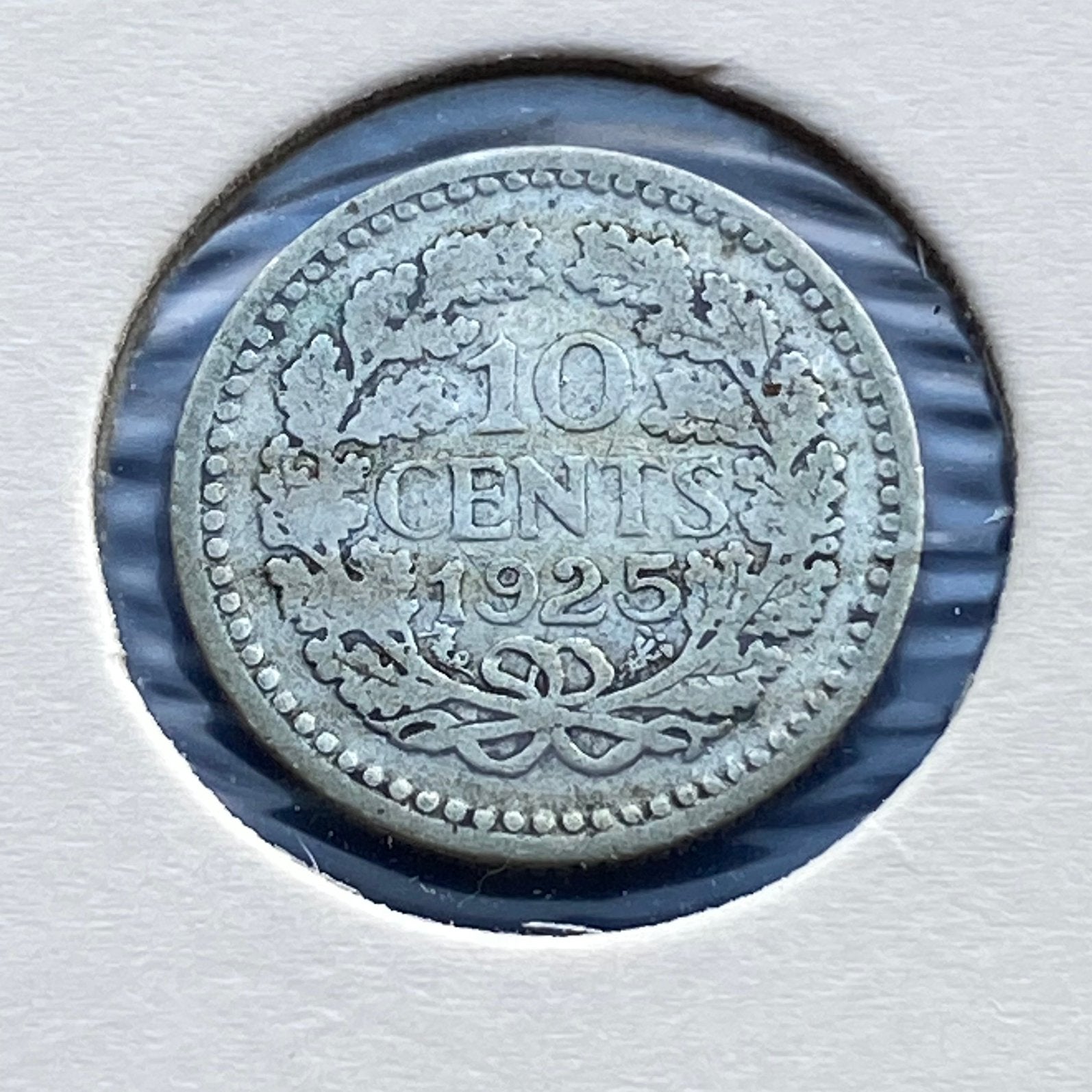 10 Cent / dubbeltje zilver uit 1925 van Wilhelmina, Verzenden, Zilver, 10 cent, Koningin Wilhelmina