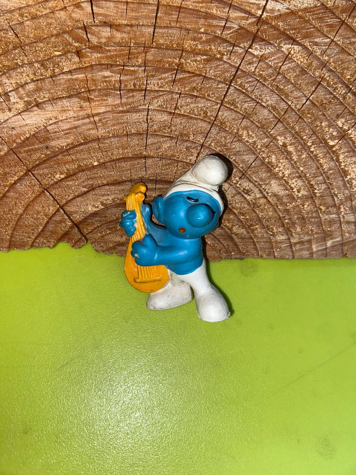 Smurfen smurf met gele luit, Verzamelen, Ophalen of Verzenden, Gebruikt, Verschillende Smurfen
