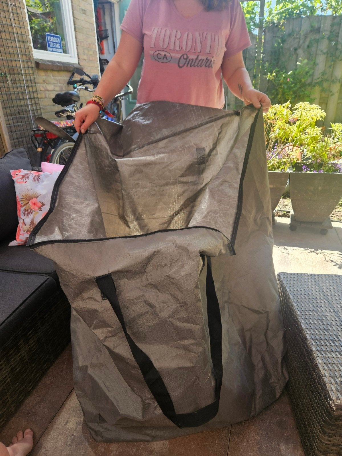Grote opbergtas voor kussens of tuinkussens, Ophalen of Verzenden, Gebruikt