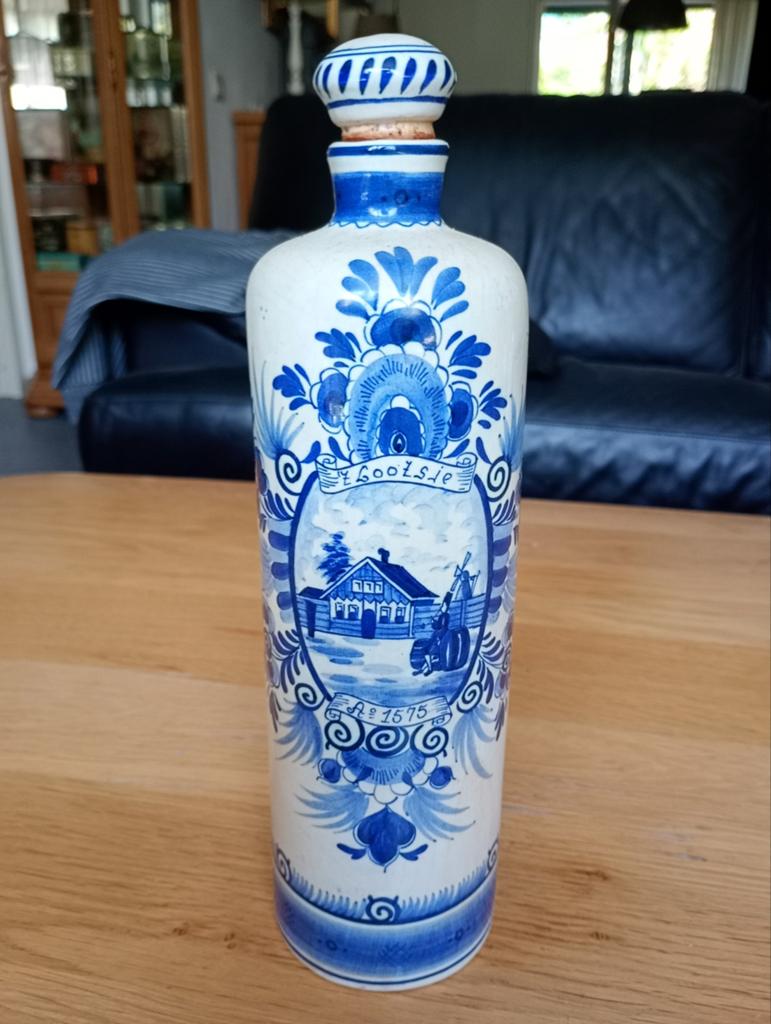 Antieke Bols Delft Blauw Jeneverfles 't Lootsje 1675, Ophalen of Verzenden