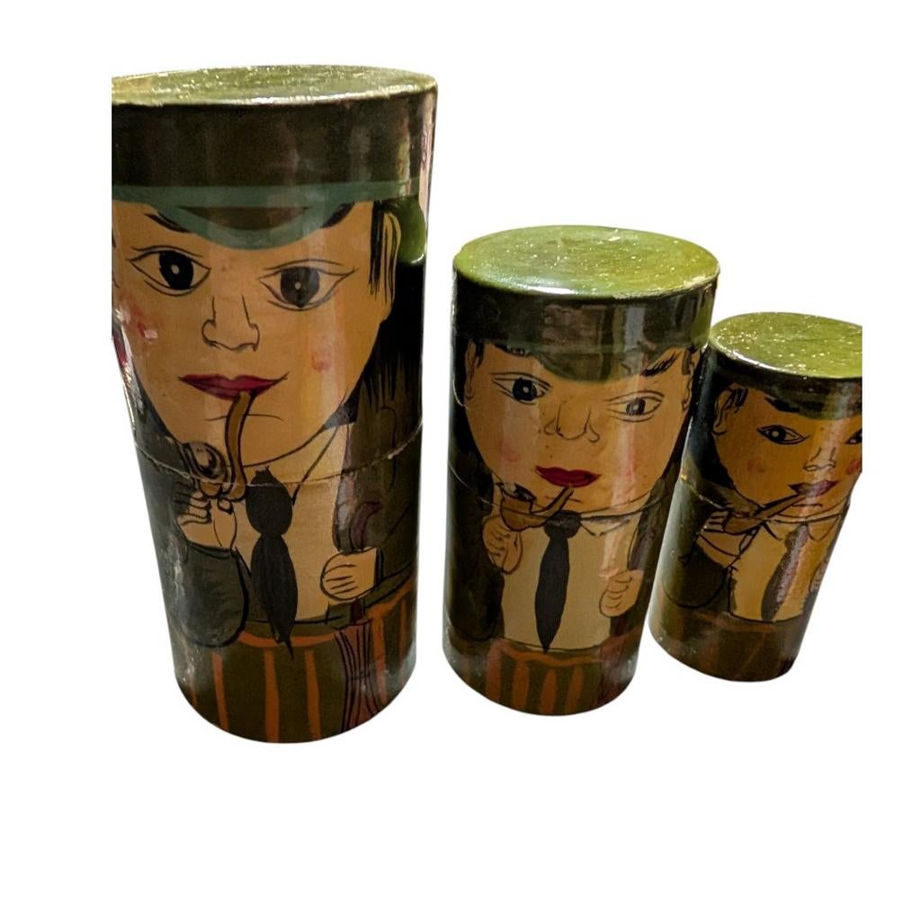 Unieke set van 3 vintage houten nestpoppen (matroesjka-stijl, Ophalen of Verzenden