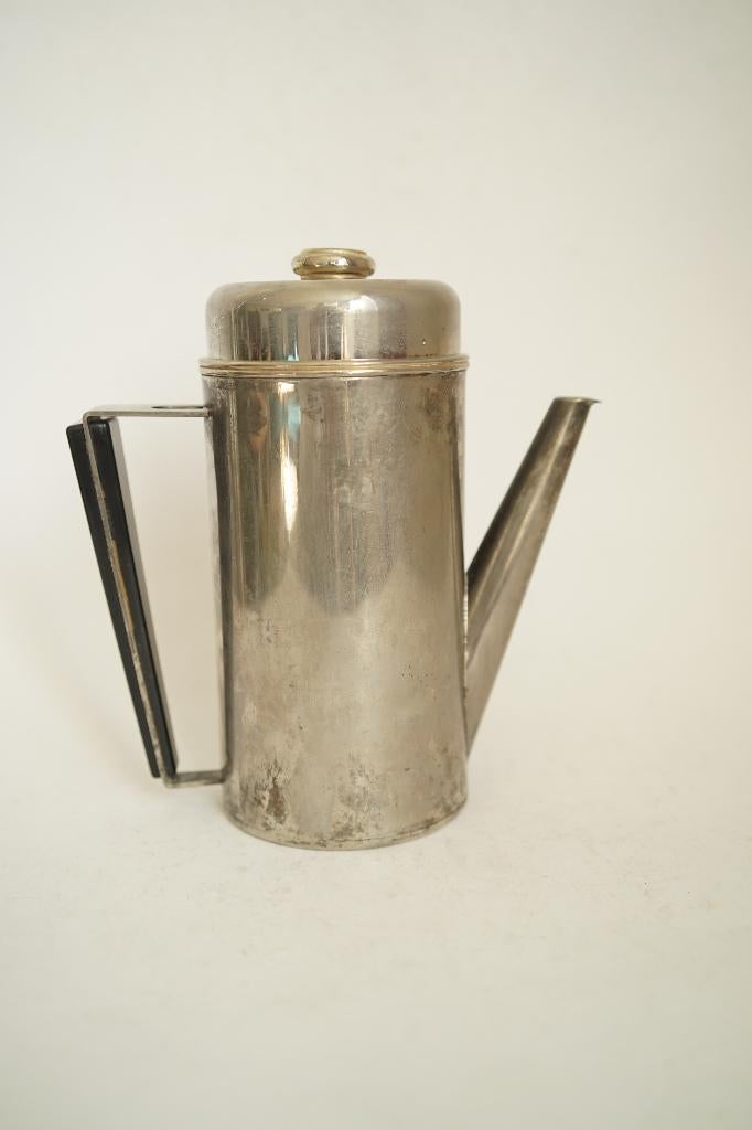 art deco koffiepot koffiekan chroom metaal verzilverd., Ophalen of Verzenden, Gebruikt