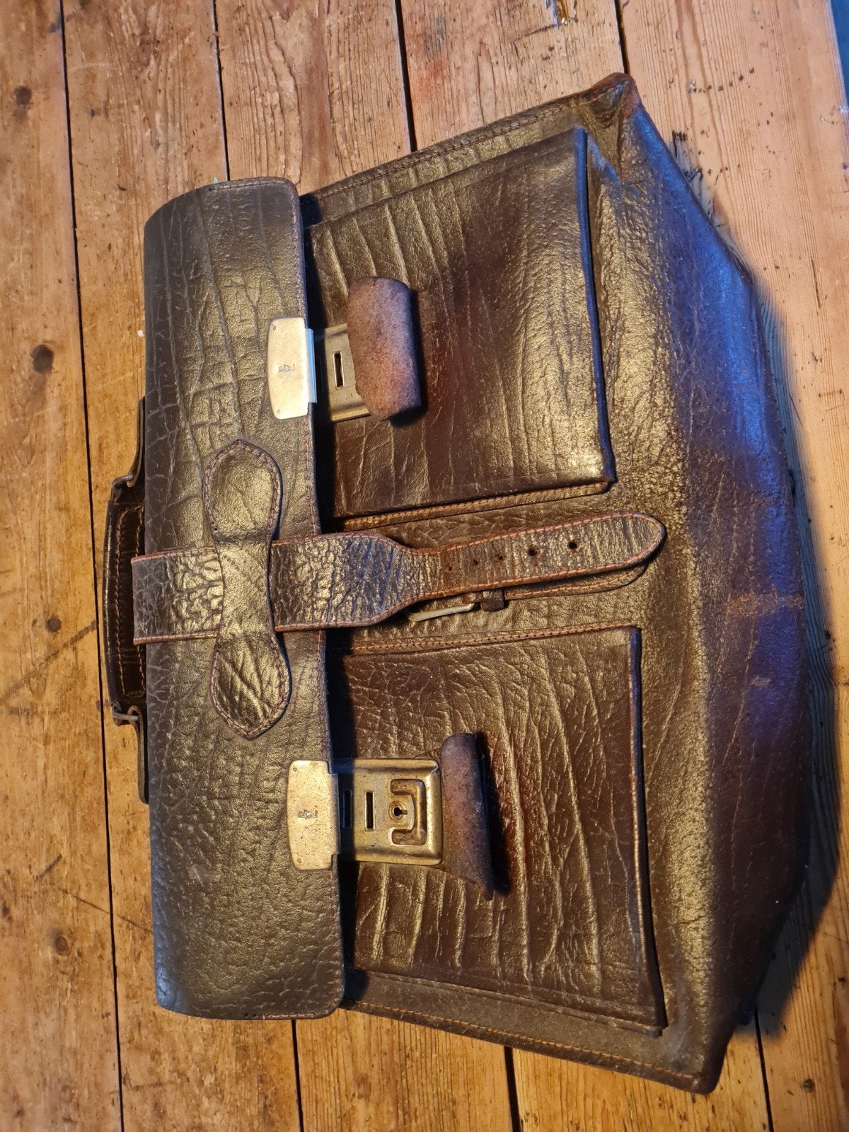 Vintage Leren Schooltas - Bruin, Ophalen of Verzenden