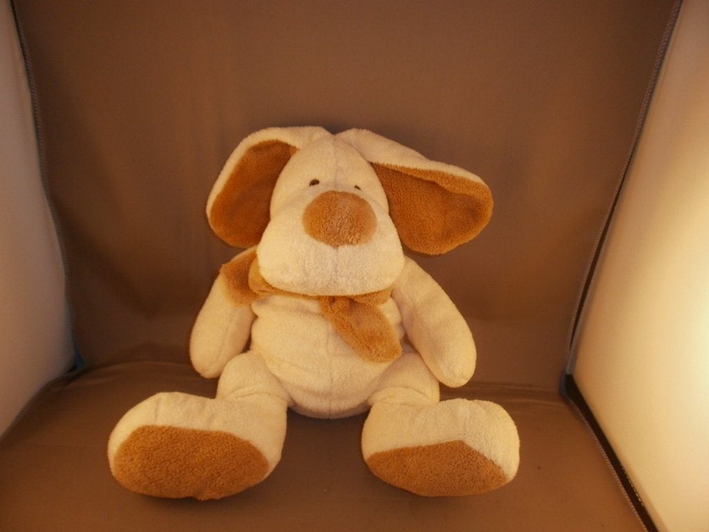 Tiamo hond crème bruin rammel velours 27 cm van kop tot, Overige karakters, Wasbaar, Zo goed als nieuw, Middelgroot (20 tot 80 cm)