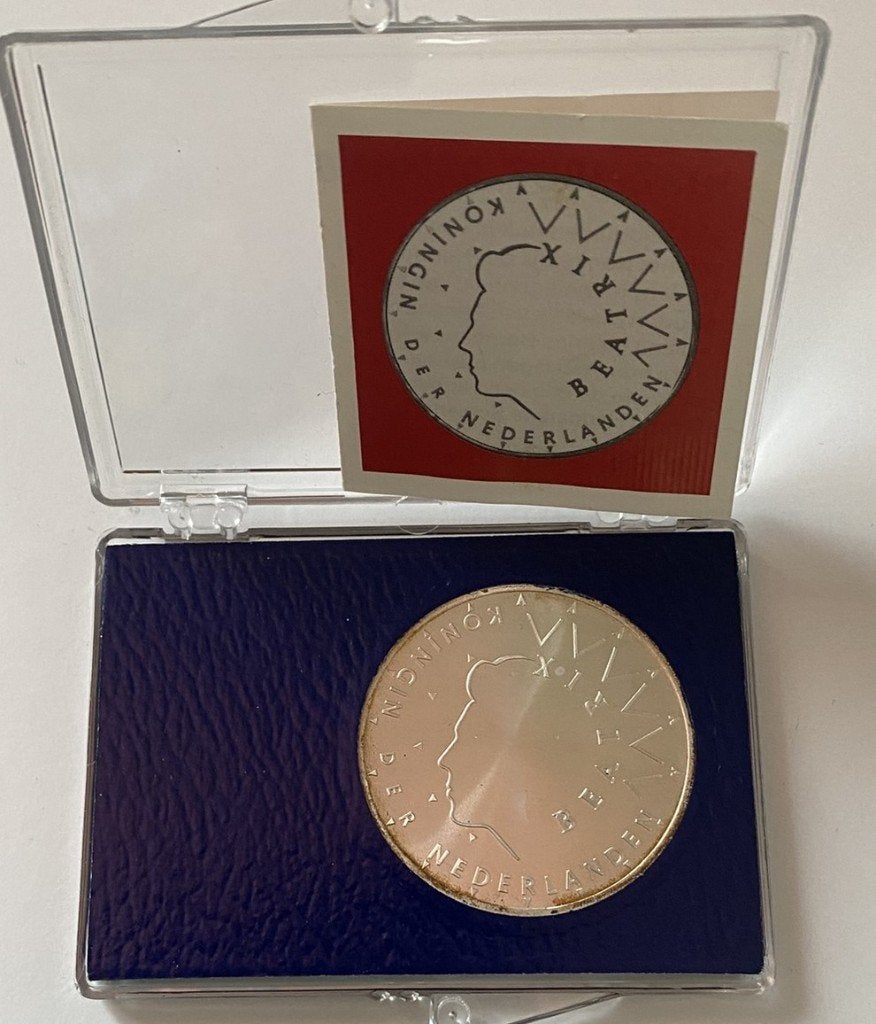 Zilveren 50 Gulden – Juliana & Bernhard -FDC met certificaat, Koningin Beatrix, Ophalen of Verzenden, Losse munt, Geboorte of Huwelijk