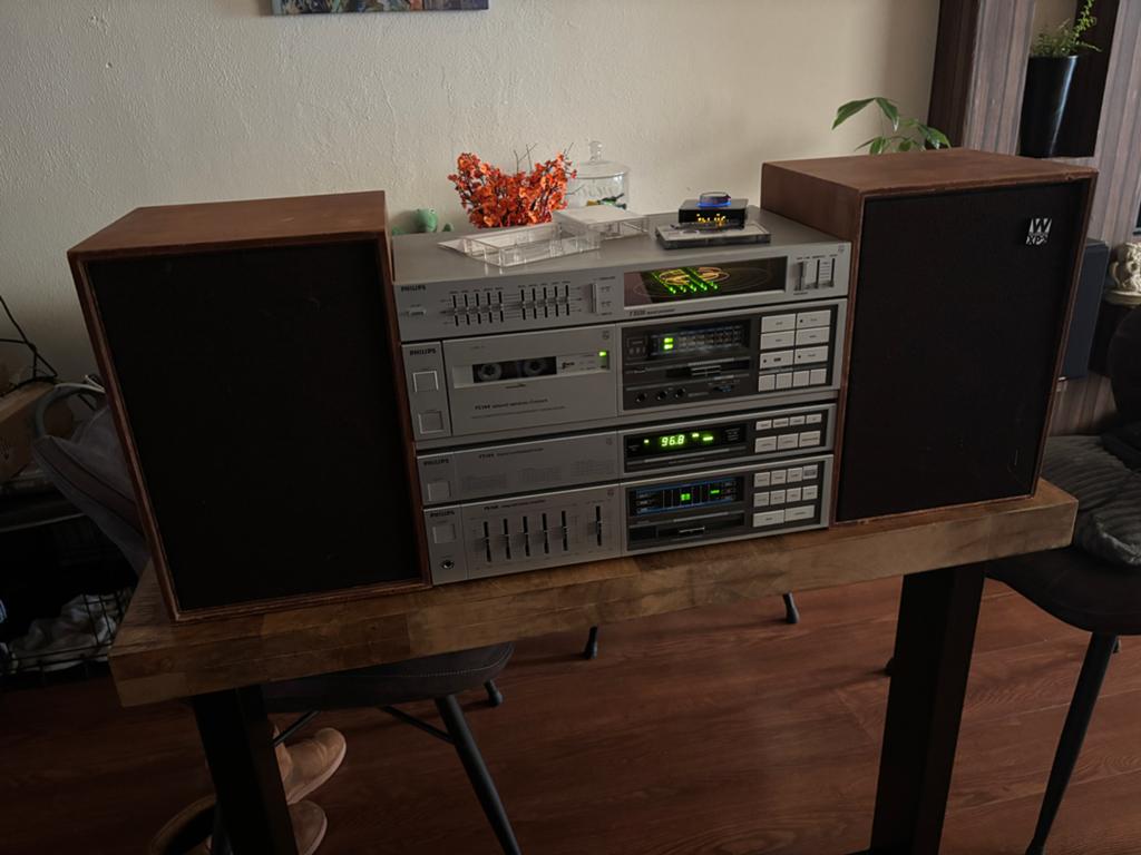 Philips Vintage Stereo Set met Wharfedale Speakers, Ophalen, Philips, Cassettedeck, Losse componenten