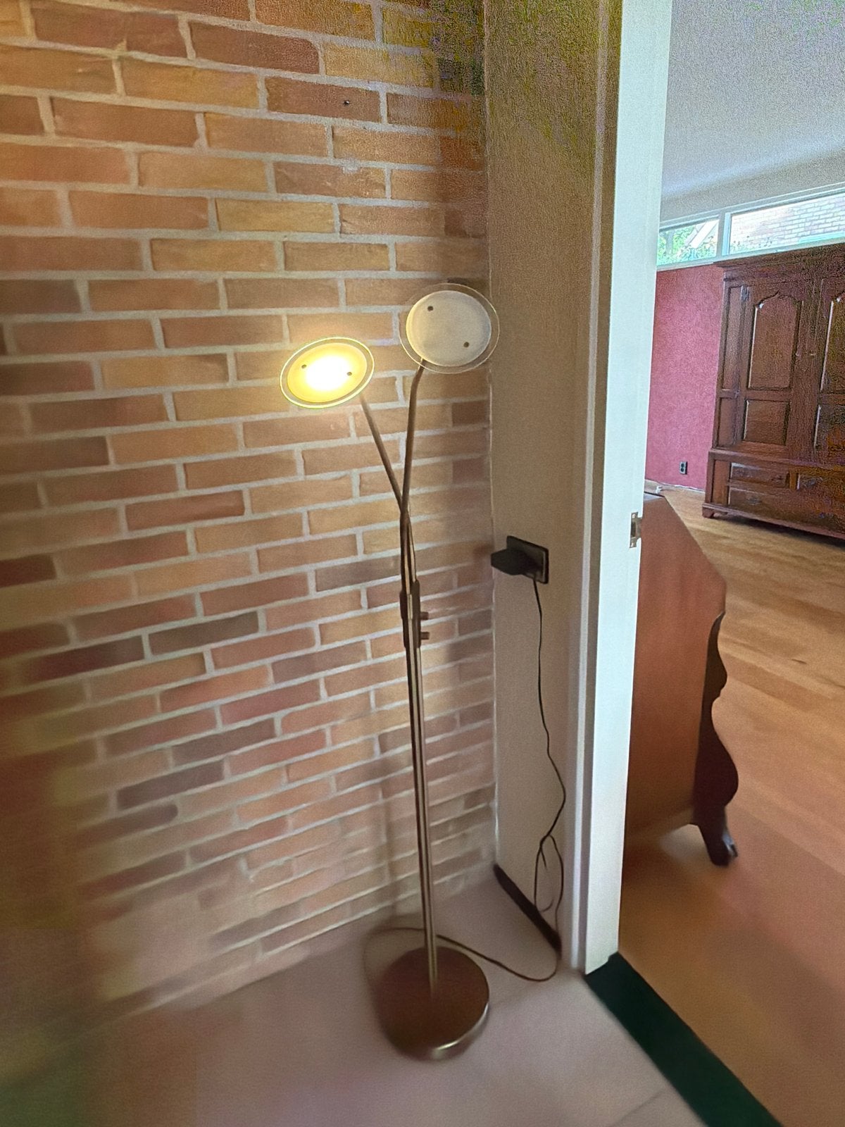 Leeslamp met twee flexibele armen brons, Ophalen, Gebruikt, Metaal, 100 tot 150 cm