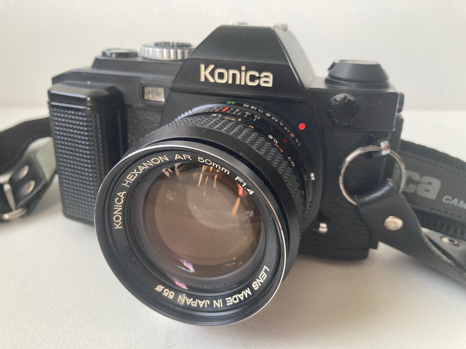 Konica FS-1 met originele draagriem en 50mm F1.4 Lens, Ophalen of Verzenden, Gebruikt, Spiegelreflex, Konica