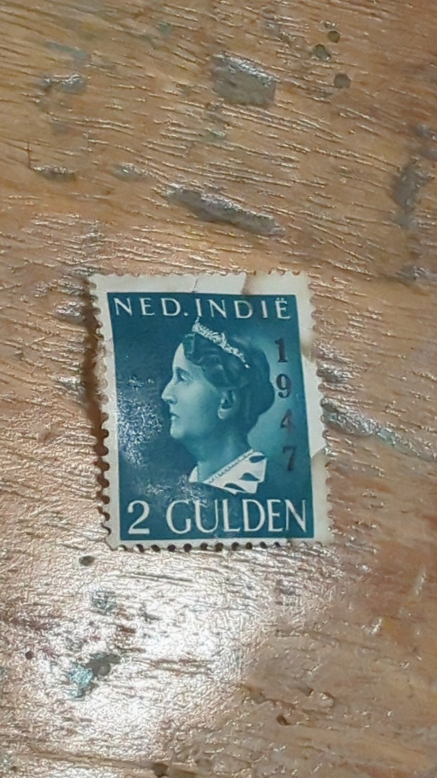 Postzegel Nederlands-Indië 2 Gulden 1947, Ophalen of Verzenden, Gestempeld, Nederlands-Indië