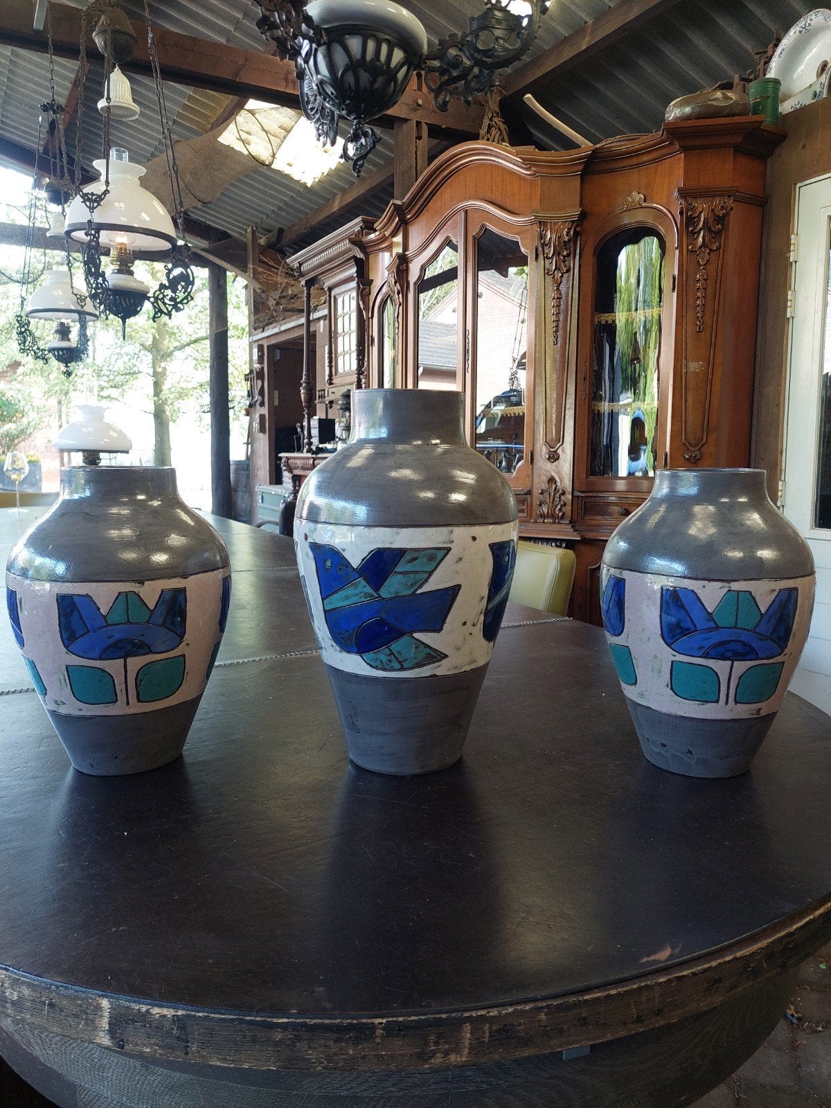 Set van 3 vintage pottenbakkerij vazen - Potters Oisterwijk, Ophalen