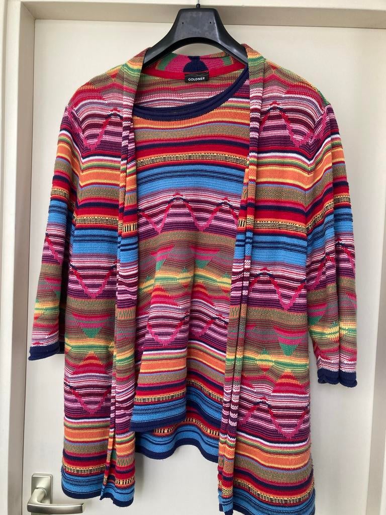 Goldner Kleurrijk Gebreid Vest en Top Set  44/46maat 44, Ophalen of Verzenden, Zo goed als nieuw, Maat 46/48 (XL) of groter, Overige kleuren