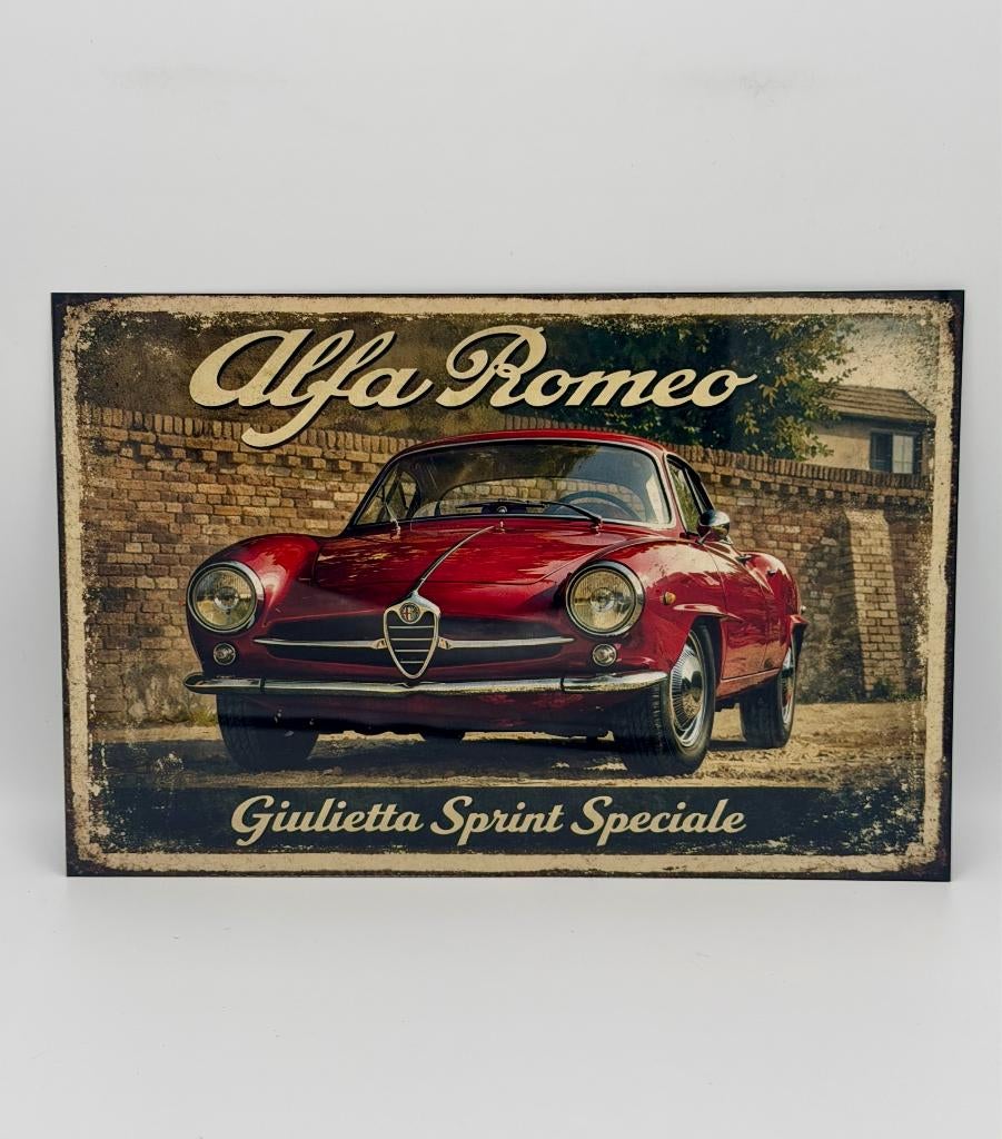 Alfa Romeo Giulietta Sprint Speciale bord 20x30, Verzamelen, Merken en Reclamevoorwerpen, Verzenden, Nieuw, Reclamebord