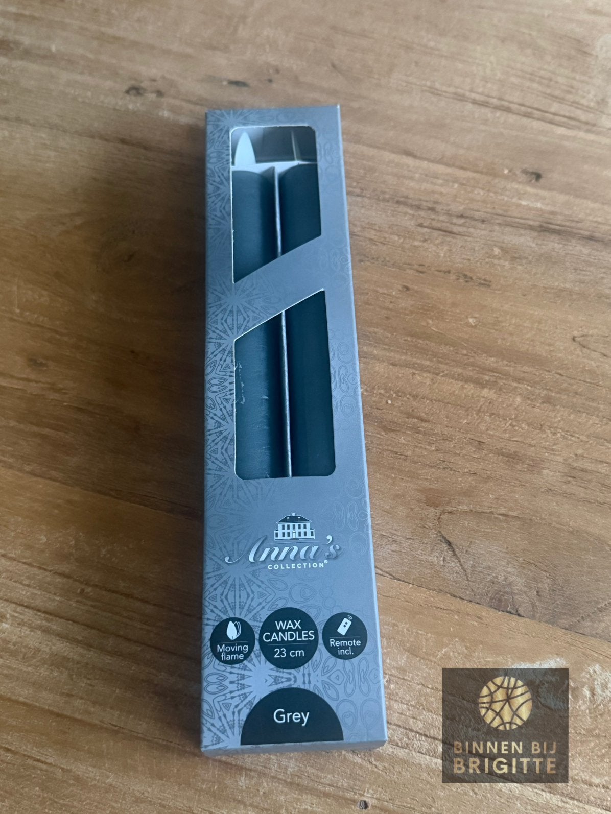 Set van 2 LED dinerkaarsen grijs, Nieuw, Ophalen of Verzenden, X, 23 cm