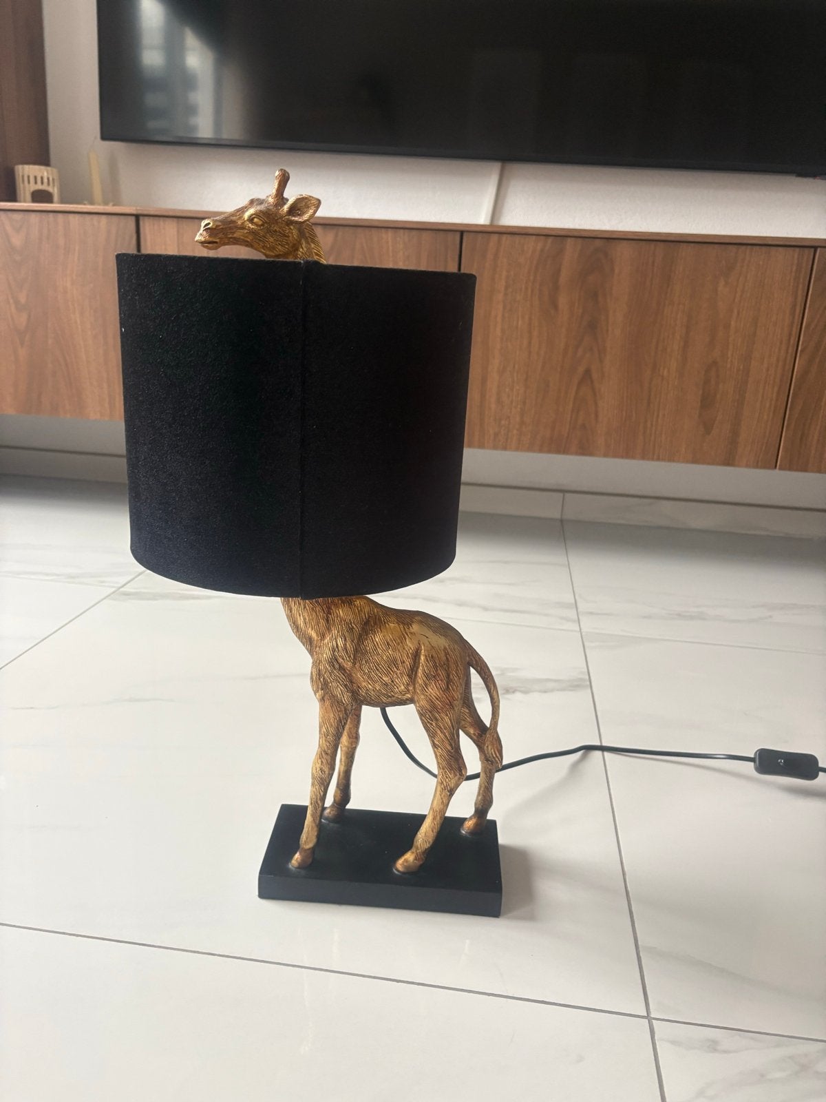 Gouden giraffe lamp, Ophalen of Verzenden, Gebruikt, Kunststof, 50 tot 75 cm