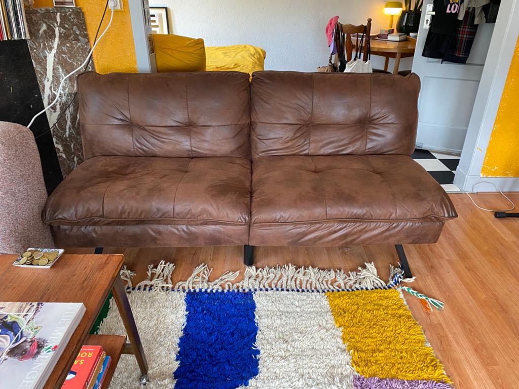 Bruin bankje - Vente Unique, Ophalen, Kunststof, Tweepersoons, 75 tot 100 cm