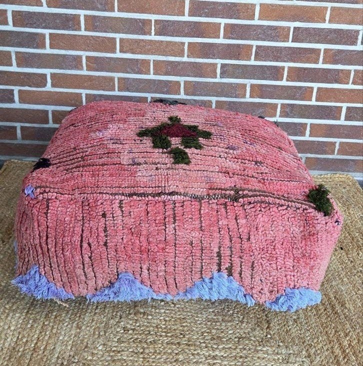 Roze Marokkaanse Poef - Handgemaakt en Uniek Design, Minder dan 50 cm, Verzenden, Vierkant, Nieuw